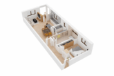 Visualisierter Grundriss - 2-Zimmer-Wohnung mit Wintergarten – modern & energieeffizient