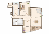 Grundriss - Freie 3-Zimmer-Eigentumswohnung mit Balkon, Garage und Aufzug