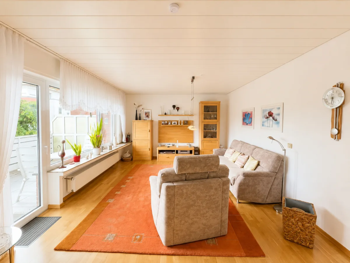 Wohnzimmer mit angrenzender Terrasse